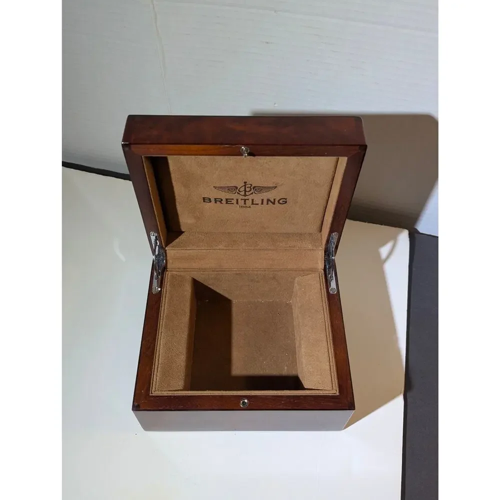 Breitling Luxury Burl Wood Watch Presentation Box High Gloss Timepiece Display - Picture 9 of 12